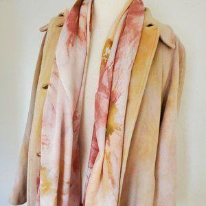 Cashmere long Coat tan beige orange pink peach dyed vintage 8 10 12 14 medium XL